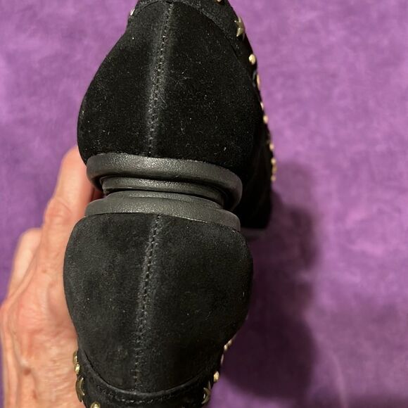 NWOT LEI size 9 black suede slip on flats with studs stars and tassel trim - Picture 5 of 12